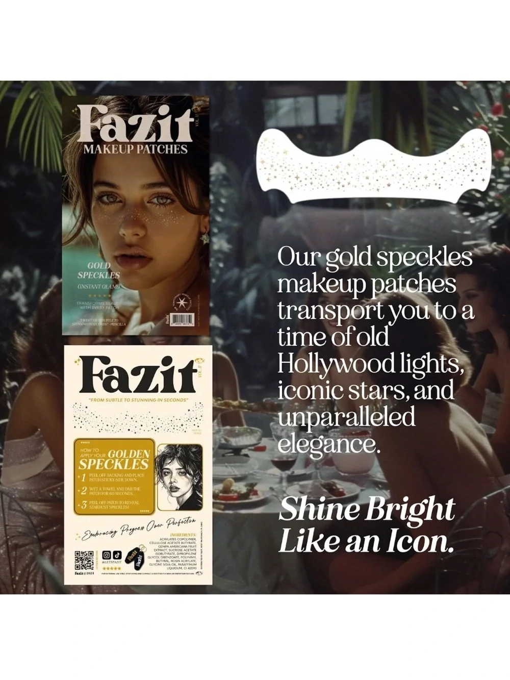 NEW Fazit Glitter Speckle Makeup Patches in Gold xTWO
